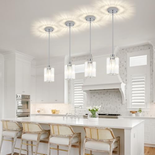 3 Pack Chrome Crystal Pendant Lights Modern Kitchen Lighting Fixtures (3 Count)