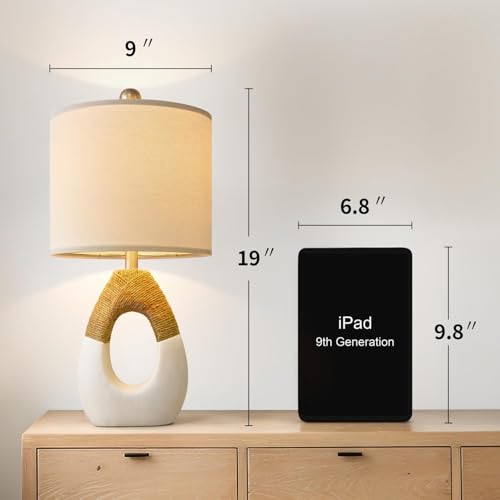 19'' Small Boho Table Lamps for Bedroom Set of 2 for Bedside