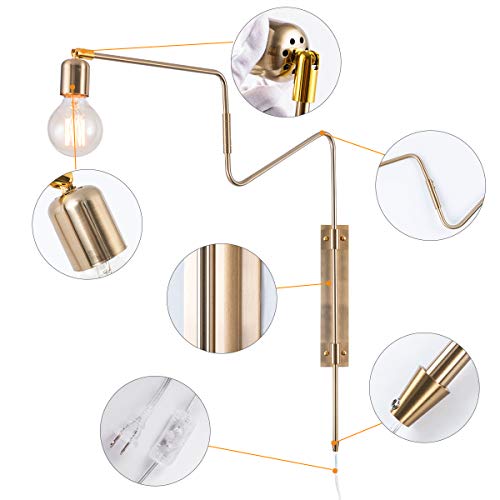 Industrial Brass Plug in Swing Arm Wall Sconces