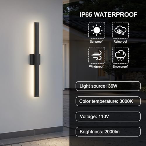 Aluminum 32 in Long Outdoor Wall Light Fixture