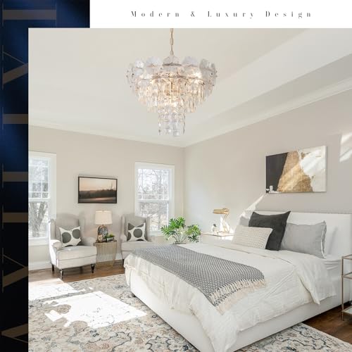 Luxury Flower Crystal Chandelier Modern Gold 20" Chandeliers 9