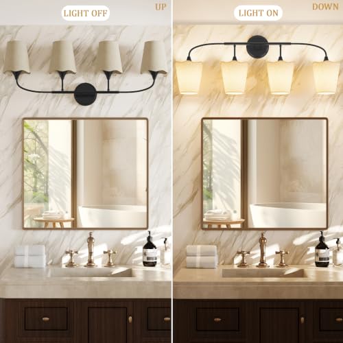 Bathroom Light Fixtures Over Mirror (Black / 4 Light)