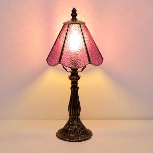 Stained Glass Table Lamp Purple Diamond Style Lamp 14 Inch