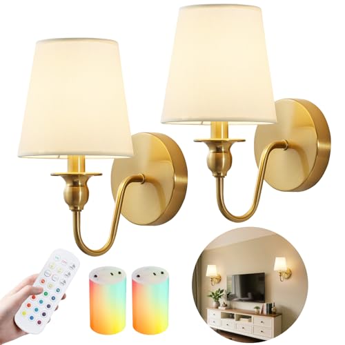 Battery Operated Wall Sconces set of Two (2 Count)