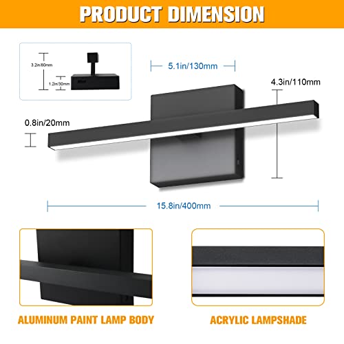 15.7 inch Black Bathroom Vanity Light