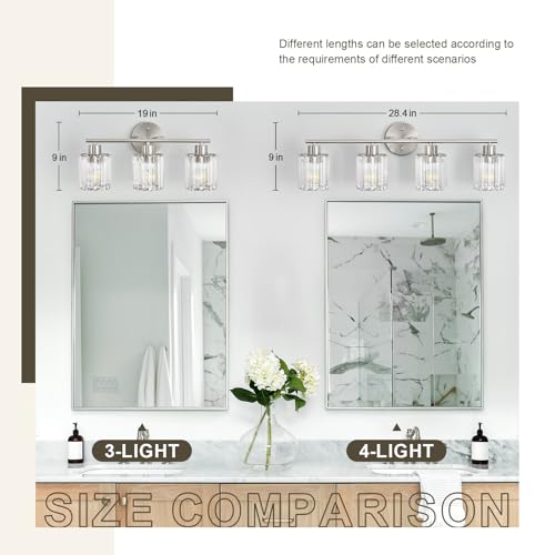 Modern Brushed Nickel Crystal Bathroom Light Fixtures