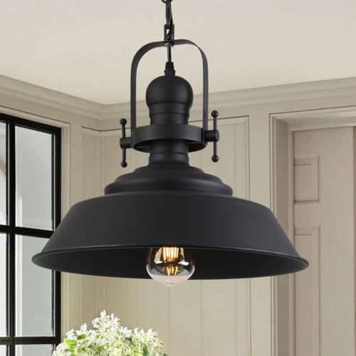14" Farmhouse Black Pendant Light for Kitchen Island