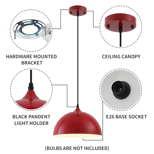 Red Farmhouse Pendant Light 11.8inches 2 Packs (2 Count)