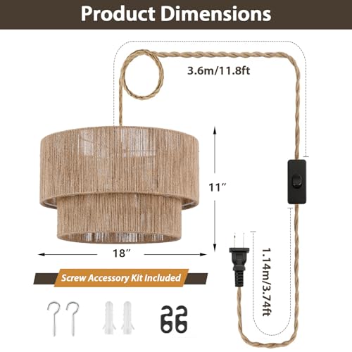 18” Plug in Pendant Light