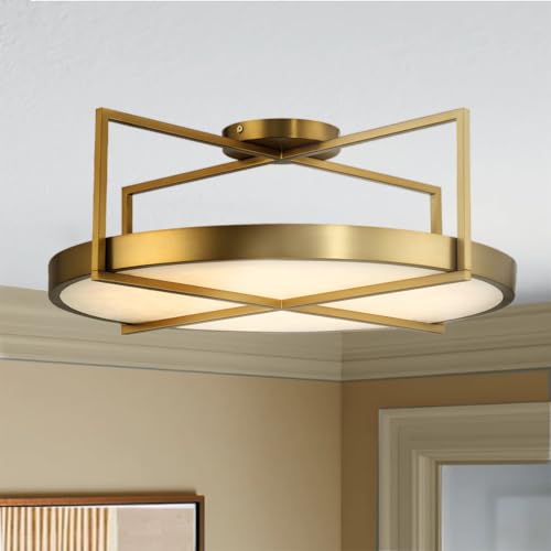 5617-695-L Boada LED Semi-Flush, 1-Light, 30 Total Watts, 24-in H x 9-in W, Soft Brass