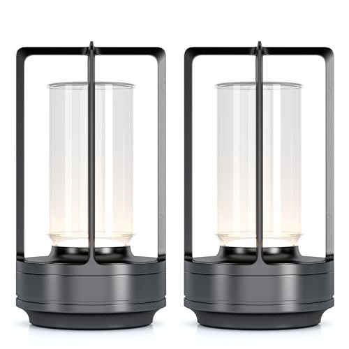 Rechargeable Cordless Small Metal Table Lamp (2 Count)