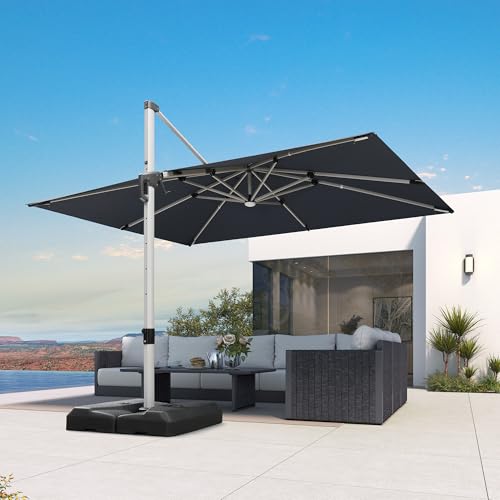 Patio Umbrella with Base Included 9' X 12' Solar Light