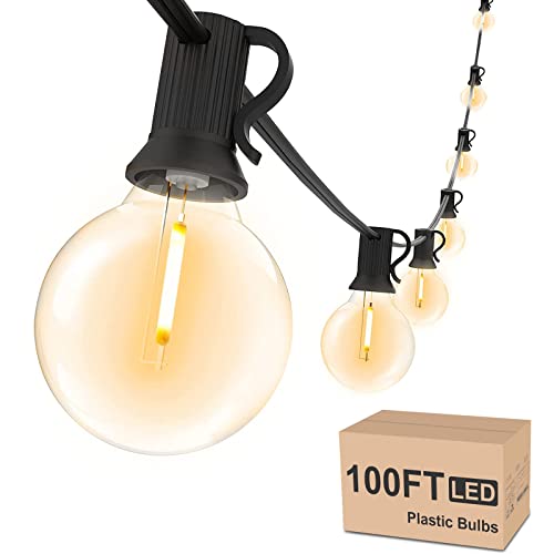 Outdoor String Lights Waterproof 100 FT for Outside Patio 52 Bulbs (100 Foot)
