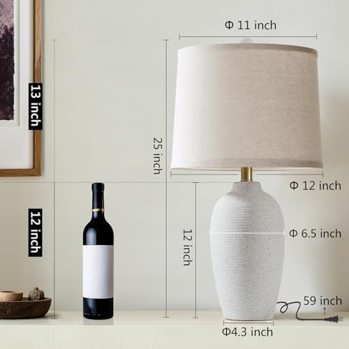 25” Modern Farmhouse Traditional Ceramic Table Lamp