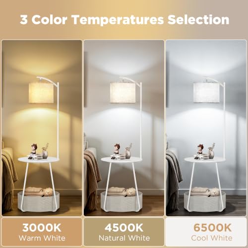 Floor Lamp with Table (White)