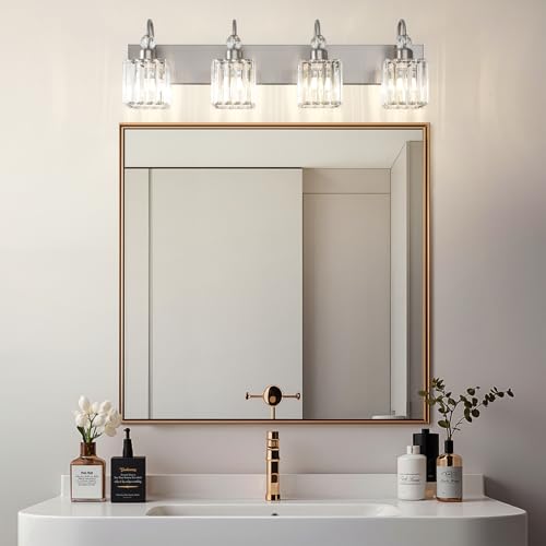 Crystal Brushed Nickel Vanity Light for Bathroom 4