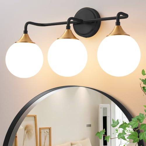 Black Gold Bathroom Light Fixtures Over Mirror Vanity 3