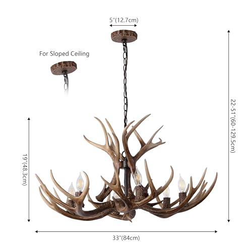 Eldora 6 Light Resin Antler Chandelier 33"