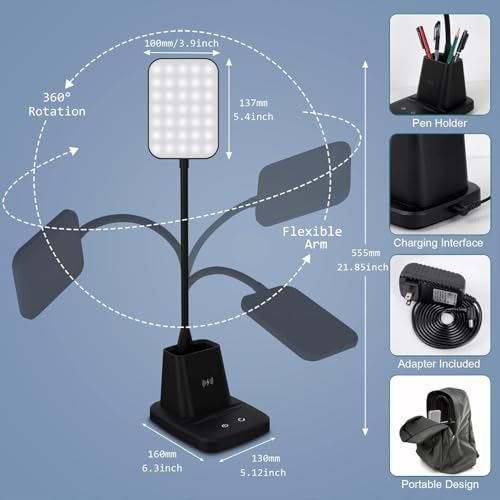 LED Desk Lamp with 10W Wireless Charging & Pen Holder