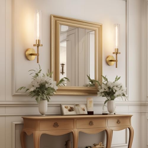 19.5" Knurled‑Craft Hardwired Brass Wall Sconce