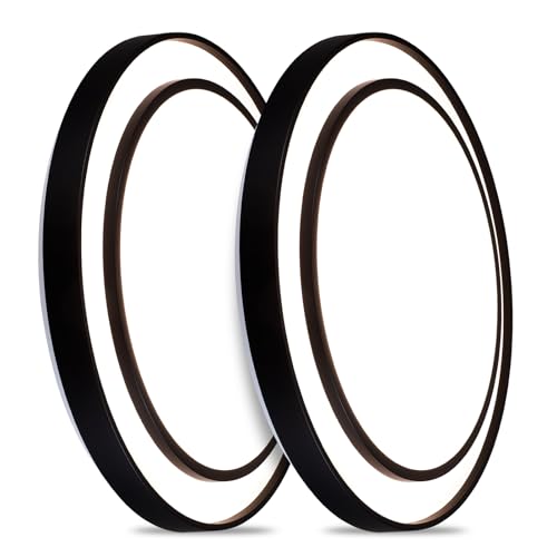 20 Inch LED Flush Mount Ceiling Light 2 Pack (Black / 20Inch-2pack)
