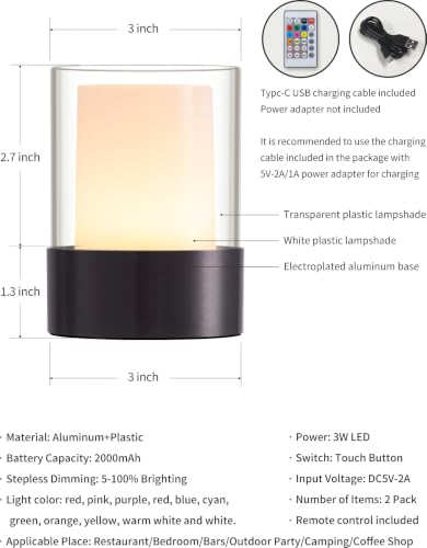 4" RGB Black Cordless Table Lamp 2