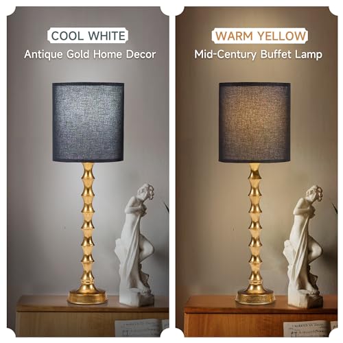 30.5" Gold Buffet Lamps Set of 2 with Black Shade (2 Count)