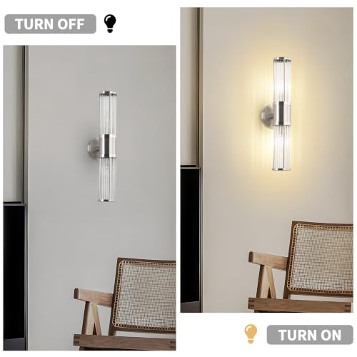 Brushed Nickel Wall Sconce with Glass Rods