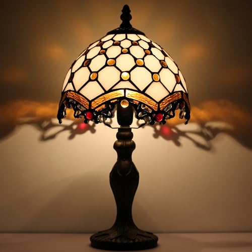 Small Tiffany Table Lamp Stained Glass Memory Lamp Ivory Pearl Style