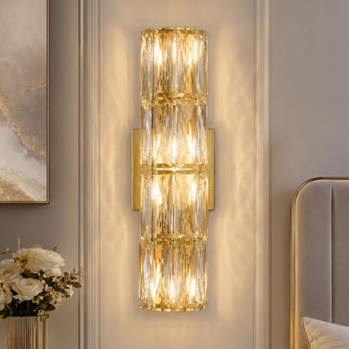 Gold Crystal Wall Sconces Mid