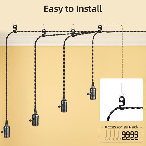 Vintage Plug in Pendant Light Kit with 1