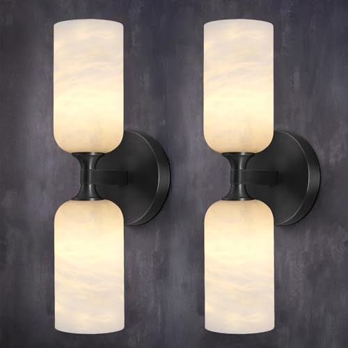 14in Modern Spanish Natural Marble Bathroom Vanity Sconces (2 Count)