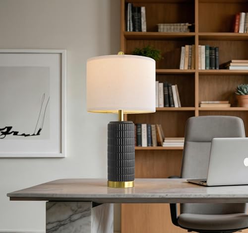 25'' Black Ceramic Table Lamps Set of 2 with Gold Base for Bedroom Living Room (2 Count)