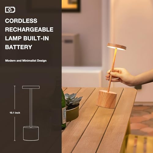 Wooden Rechargeable Cordless Lamp (2 Count)