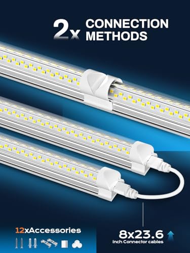 Super Bright 100W 5000K 15000LM 8FT Led Shop Lights 10 (10 Count)