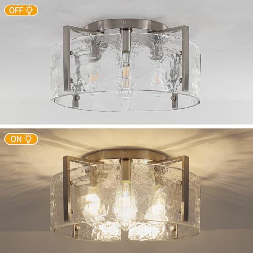 Modern Brushed Nickel Semi Flush Mount Ceiling Light 4 Lights Ceiling Lamp