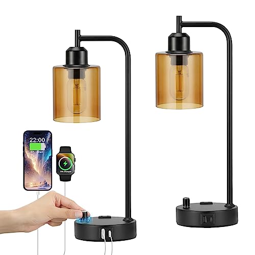 Industrial Bedside Lamps for Nightstand Set of 2 (2 Count)