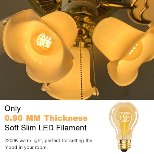 A19 E26 Vintage Edison Bulbs 6W LED Equivalent 60 Watt (6 Count)