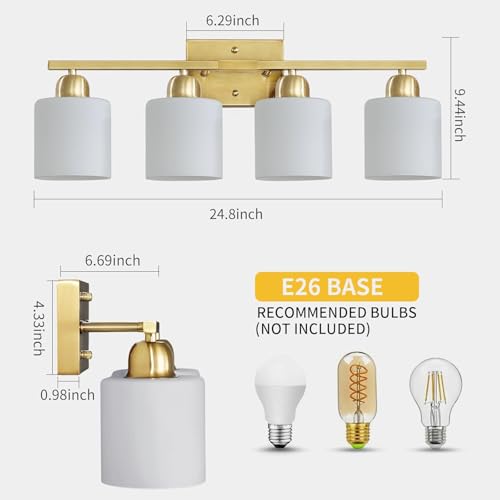 4 Light Gold Light Fixture Bathroom