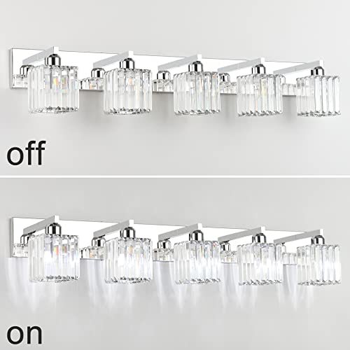 Bathroom Light Fixtures Modern Vanity Light for Bathroom Crystal Chrome Vanity Light 5 Light