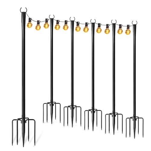 6 Pack String Light Poles for Outside (6 Count)