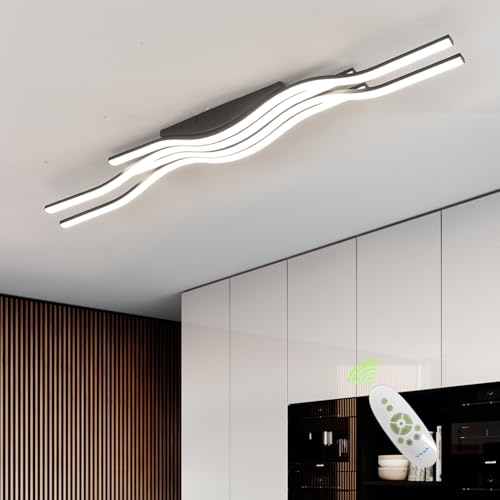 Black Hallway Light Acrylic Modern LED Ceiling Light Fixtures Dimmable Close to Ceiling Lights for Bedroom Bathroom Kitchen Balcony Curved Creative Design Ceiling Lamps