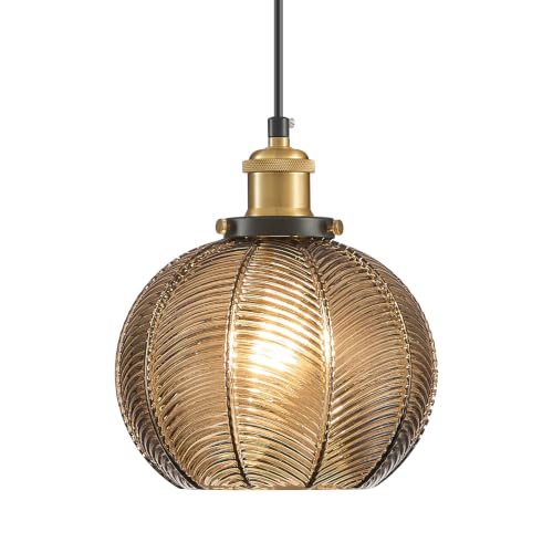 Vintage Amber Glass Pendant Lights for Kitchen Island E26 Base