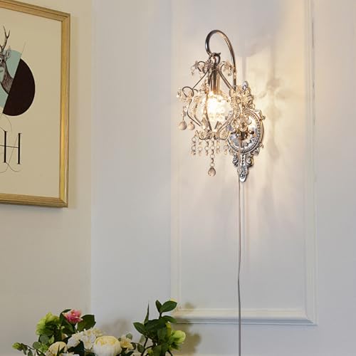 Plug in Cord Gold Silver Vintage Indoor Wall Sconces Light Set of 2 (2 Count)