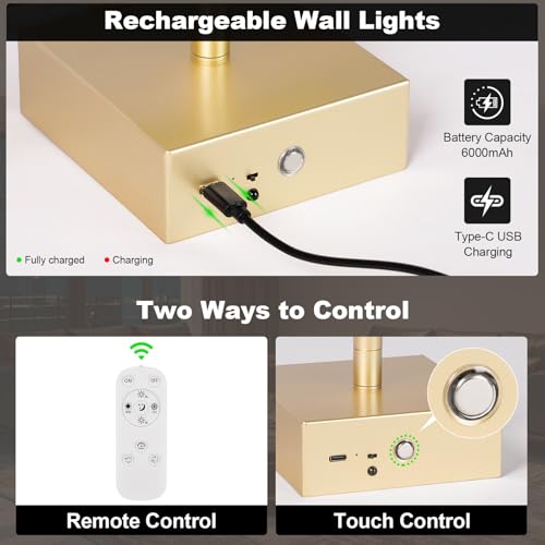 Battery Operated Wall Sconce Set of Two with Remote Control (2 Count)