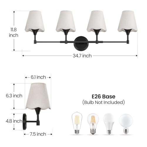 Modern Bathroom Vanity Light Fixtures (Matte Black / 4 LIGHT)