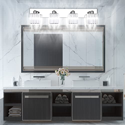 Bathroom Light Fixtures Crystal Modern Vanity Lighting Fixtures 4 Light Chrome Bathroom Vanity Light