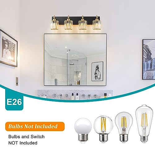 Black Gold Crystal Bathroom Vanity Light
