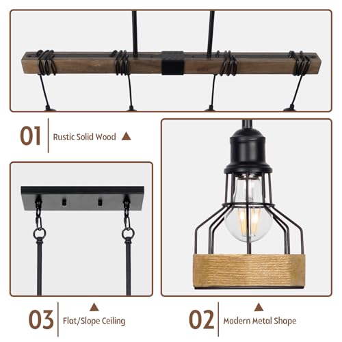 Kitchen Island Lighting Dining Room Light Fixture Rustic Wood
