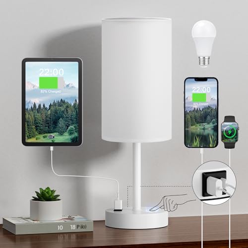 17.4" White Lamp for Bedroom